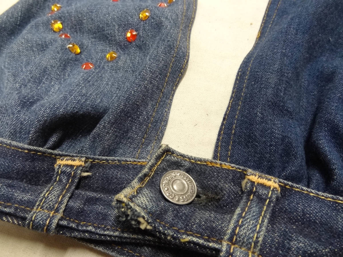  Vintage LEVIS Levi's 70Shipi- custom remake indigo Denim bla top patchwork hand made Heart equipment ornament rare 