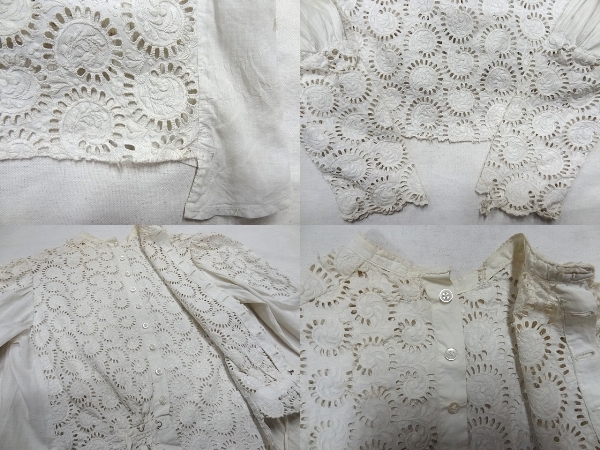  Vintage Victoria n rare 1900S the first head lady's race embroidery blouse shirt tops white rare Circle design white .