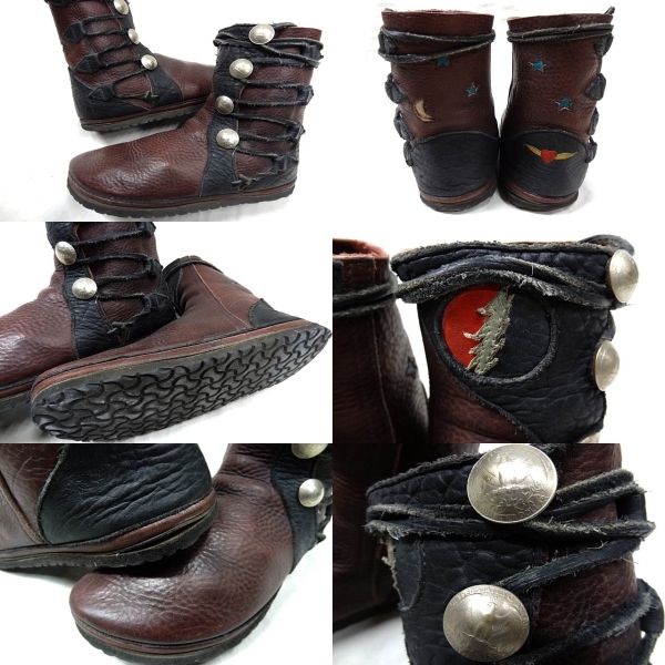  Vintage rare 70S hand made moccasin boots grate full dead custom order 1 point thing rare Buffalo shoes Conti .