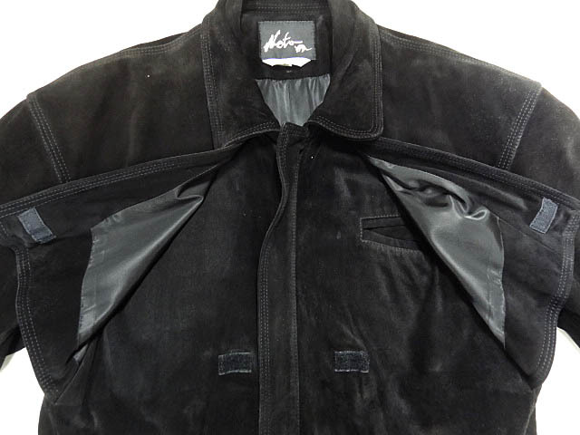 ビンテージ カナダ製 NETO 黒 ブラック スエード 変形 デザイン ジャケット コート ベルト 3本 ステッチ レザー 希少 レア 胸 フラップ 珍_画像7