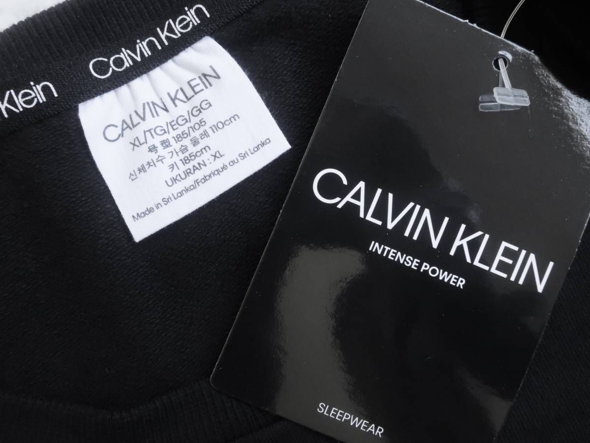  new goods * Calvin Klein * black sweat sweatshirt * white Logo print * cut and sewn outer black white XL*CK*491
