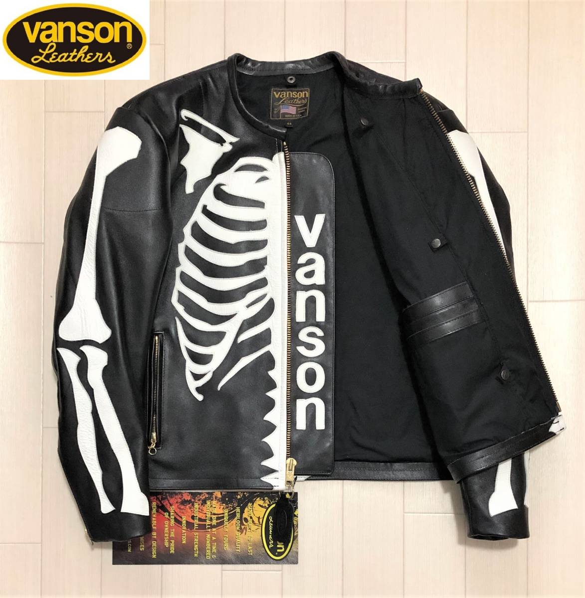 VANSON BONE バンソン ボーン ライダースジャケット 44インチ BLACK