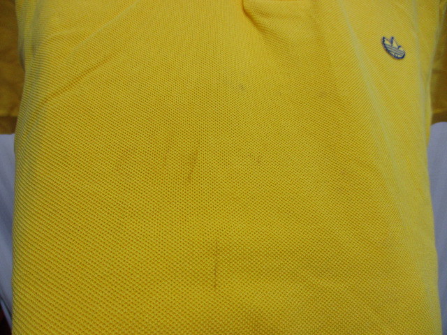 アディダス　90sヴィンテージ　トレフォイルポロシャツ　メンズLL XL　黄　イエローシャツ　三つ葉ロゴシャツ　半袖シャツ　04042_画像6
