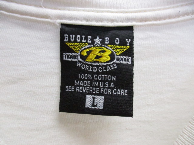 USA製　BUGLE BOY　バグルボーイ　90sヴィンテージ　Tシャツ　メンズL　白Tシャツ　バスケシャツ　半袖バスケットボールジャージ　04051_画像2