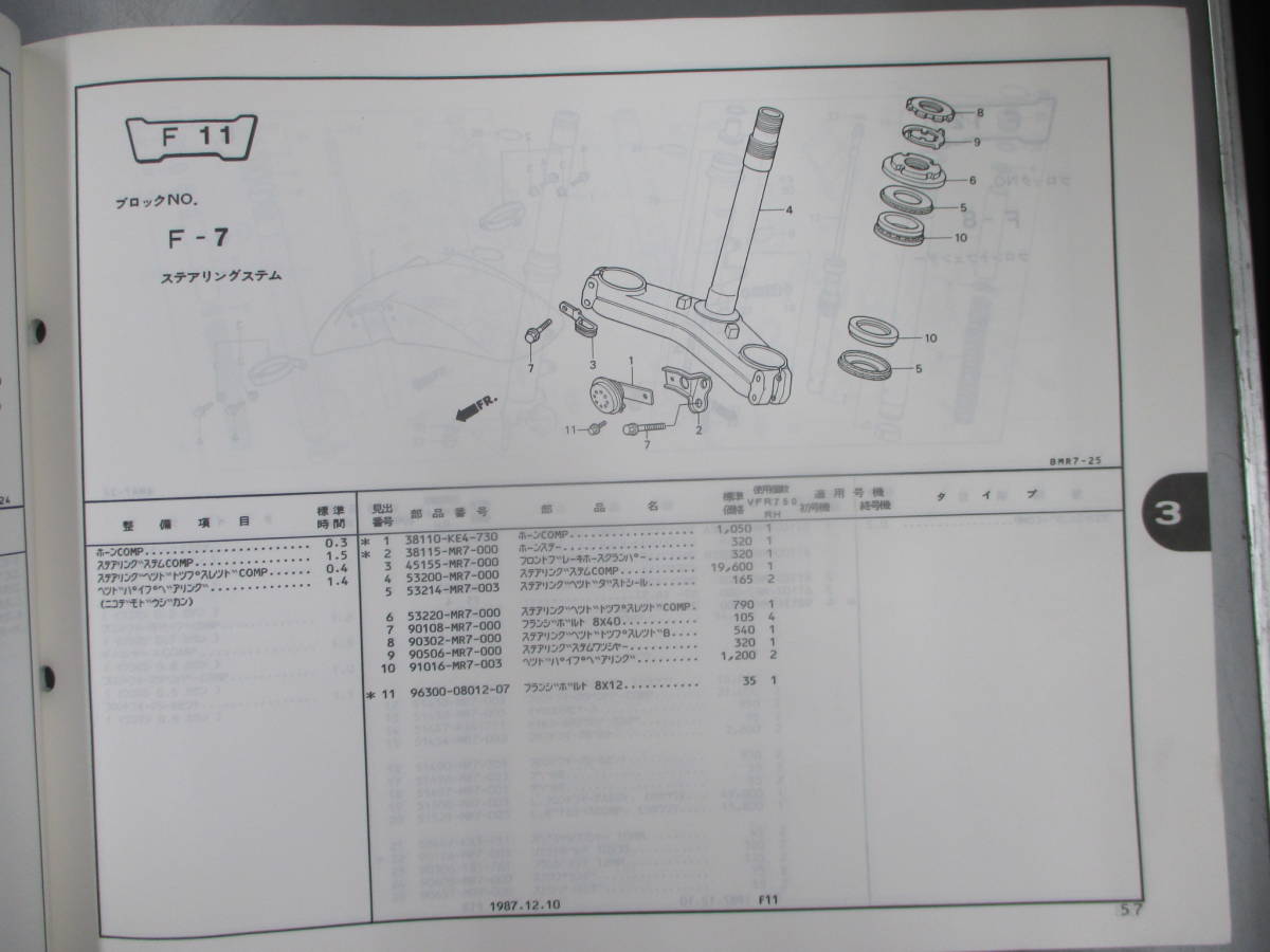 VFR750R RC30 VFR750RH パーツリスト 希少 A727_画像5