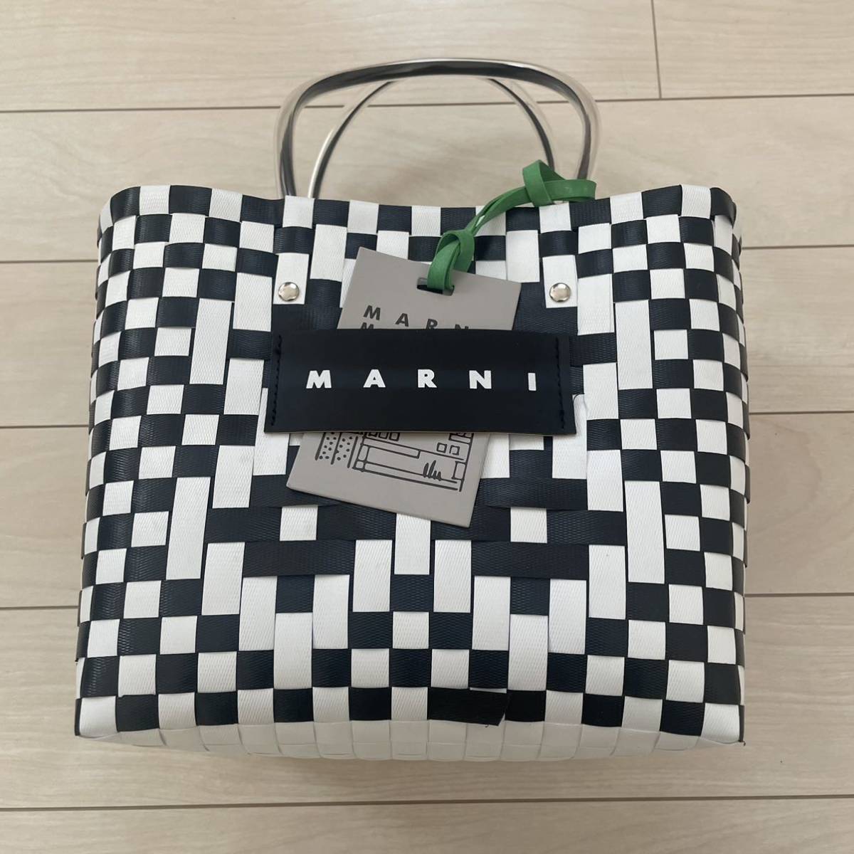 MARNI マルニ かごバッグ ピクニックバック ストーンホワイト ブラック