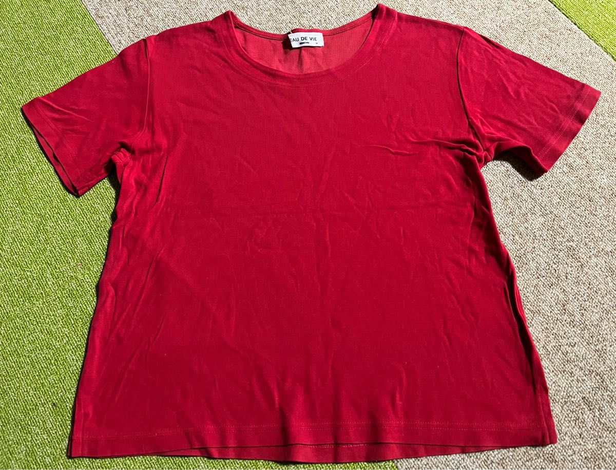 レディース M 半袖 カットソー Tシャツ トップス ★伸縮性あり★赤はレナウン 日本製★黒はキラキラ入り★中古