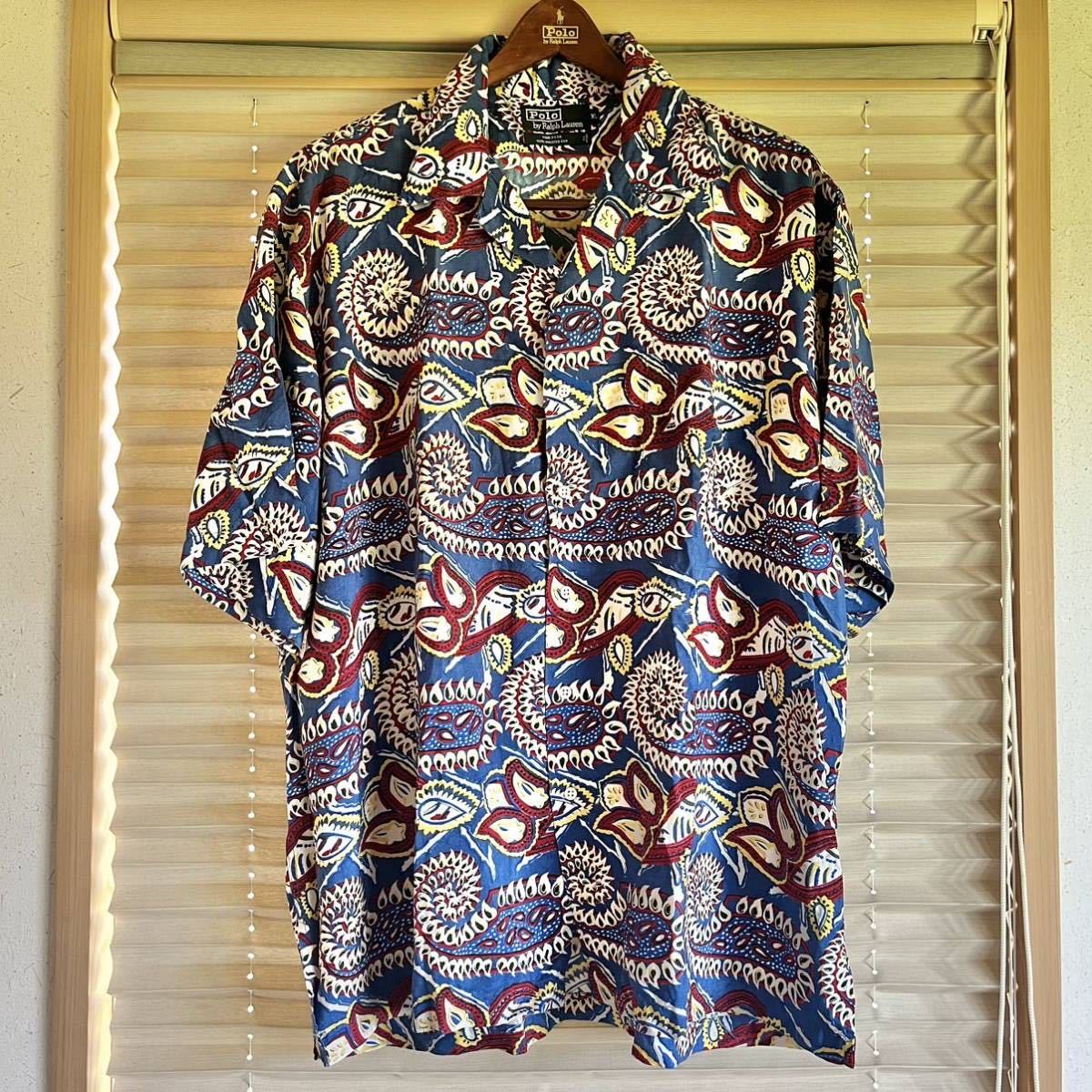激レア XL POLO RALPH LAUREN paisley silk shirt rrl country sport 1992 1993 stadium p wing snow beach aloha シルクシャツ