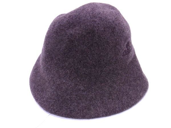■新品■未使用■ Vivienne Westwood ヴィヴィアン オーブ ウール100％ バスククロッシェ バケットハット 帽子 グレー系 AI3016オZ