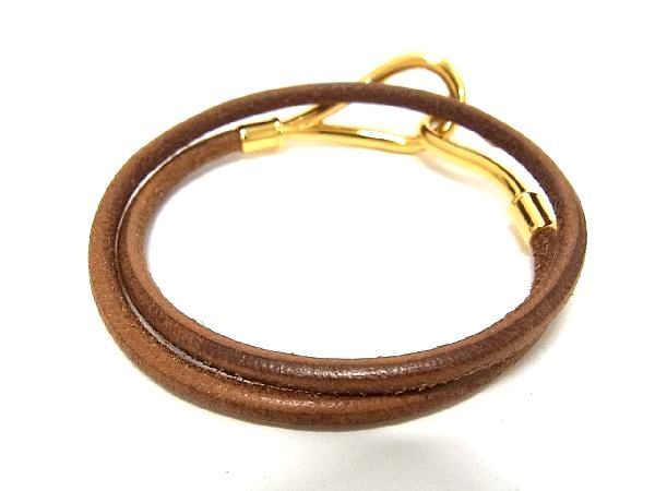1円 □美品□ HERMES 腕輪 レザー AJ8345yN ゴールド金具 ジャンボ