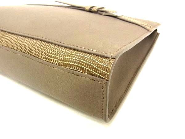 # rare # finest quality # genuine article # as good as new # CAMILLE FOURNETkami-yufo Rene Lizard × leather clutch bag gray ju series AK1286aP