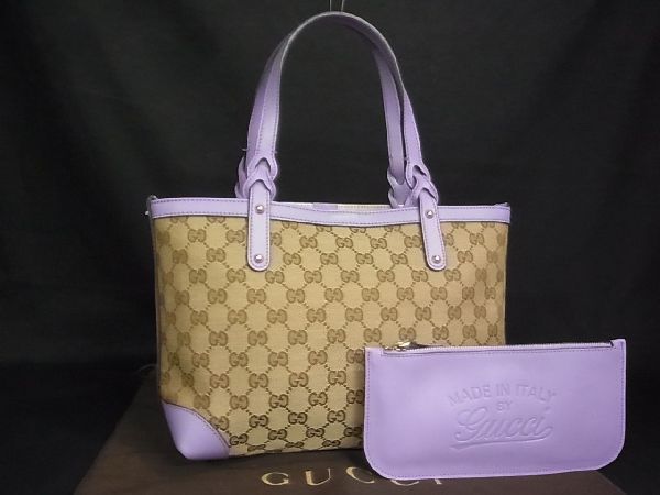 □極美品□ GUCCI グッチ 269878 GGキャンバス×レザー ポーチ付き