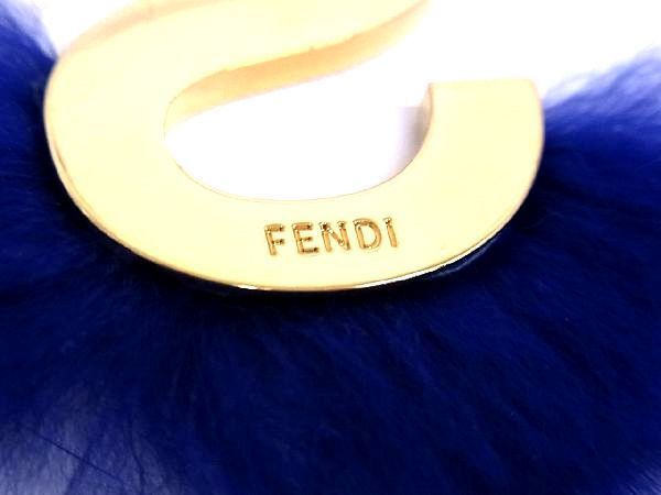■極美品■ FENDI フェンディ アルファベットS チャーム キーホルダー キーリング レディース メンズ ゴールド系×ブルー系 AJ3441ykの画像3