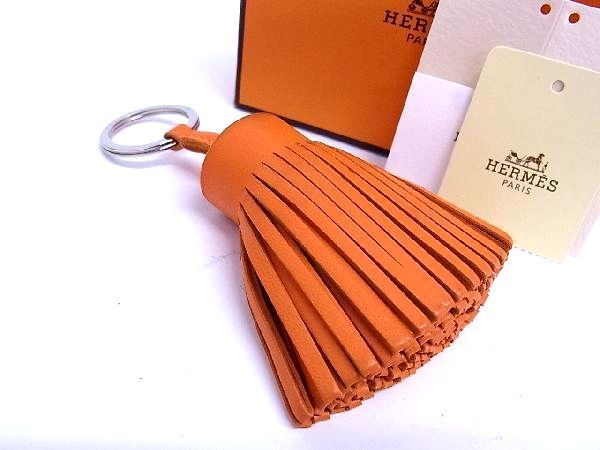 # ultimate beautiful goods # HERMES Hermes karu men leather silver metal fittings tassel bag charm key holder key ring orange series AK3614