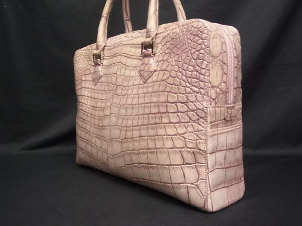 # finest quality # genuine article #JRA official recognition # ultimate beautiful goods # GATSBYgyatsu Be crocodile eyes ground dyeing handbag business bag pink beige group AK3628