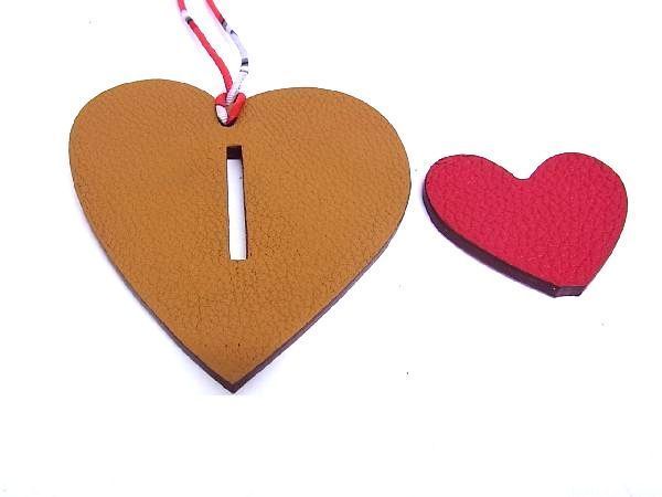 # as good as new # HERMES Hermes pti ash double Heart vo- Epson ×toliyonkre man s bag charm red group AK0572yZ