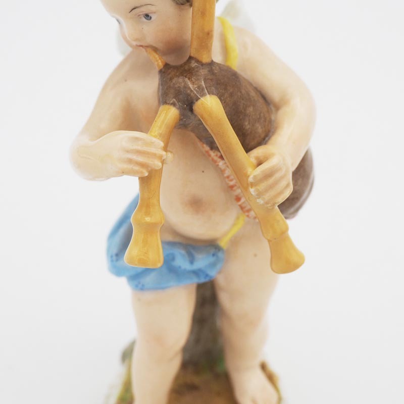 オールド マイセン バグパイプを演奏する天使 バグパイプ 天使 1級品
