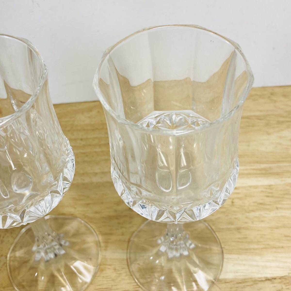 未使用　洋食器　ワイングラス ペア クリスタル カットガラス　グラス　アンティーク　レトロ_画像3
