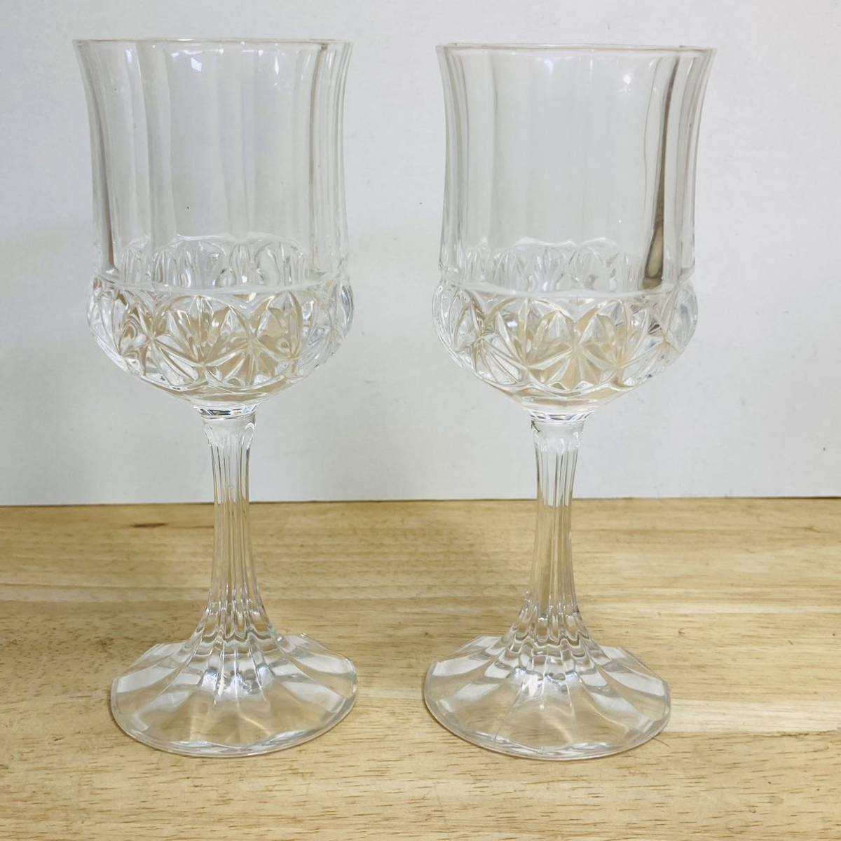未使用　洋食器　ワイングラス ペア クリスタル カットガラス　グラス　アンティーク　レトロ_画像1