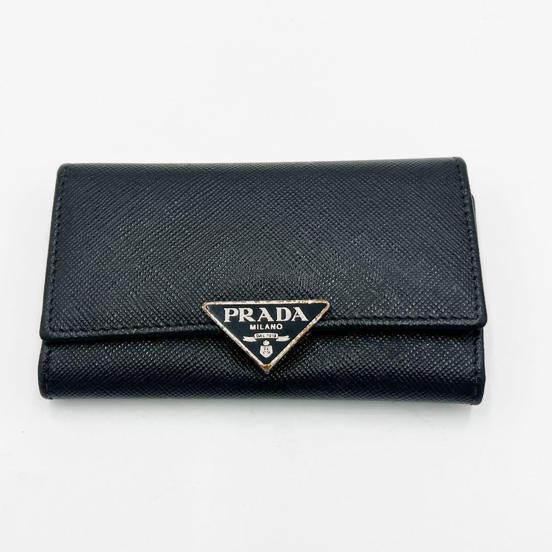 PRADA Prada key case 6 ream rare black men's lady's 