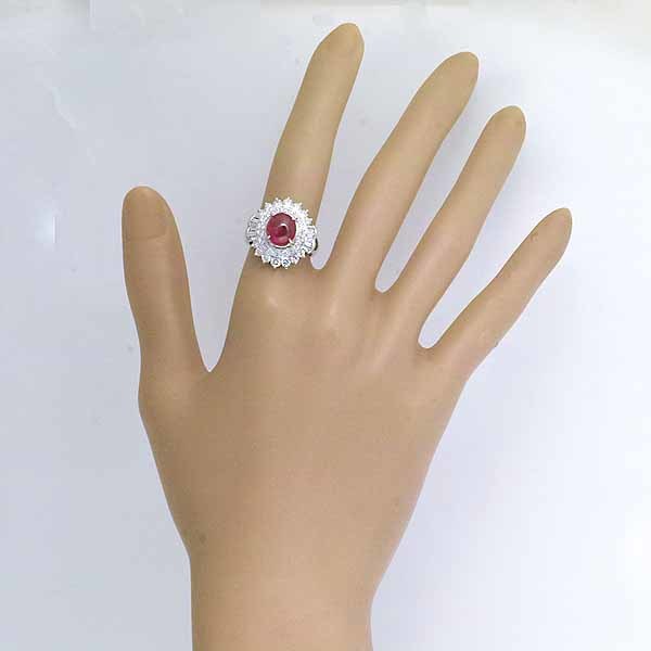 ルビー 3.93ct ダイヤモンド 1.16ct プラチナ PT900 リング 12.5号