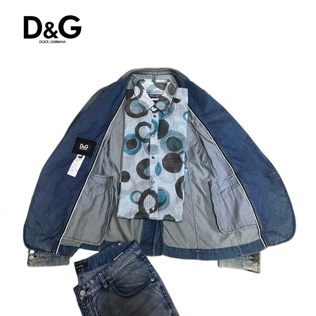 美品★ Dolce & Gabbana ドルチェ&ガッバーナ デニム ジャケット 伸縮 ストレッチ ブルー Gジャン D&G