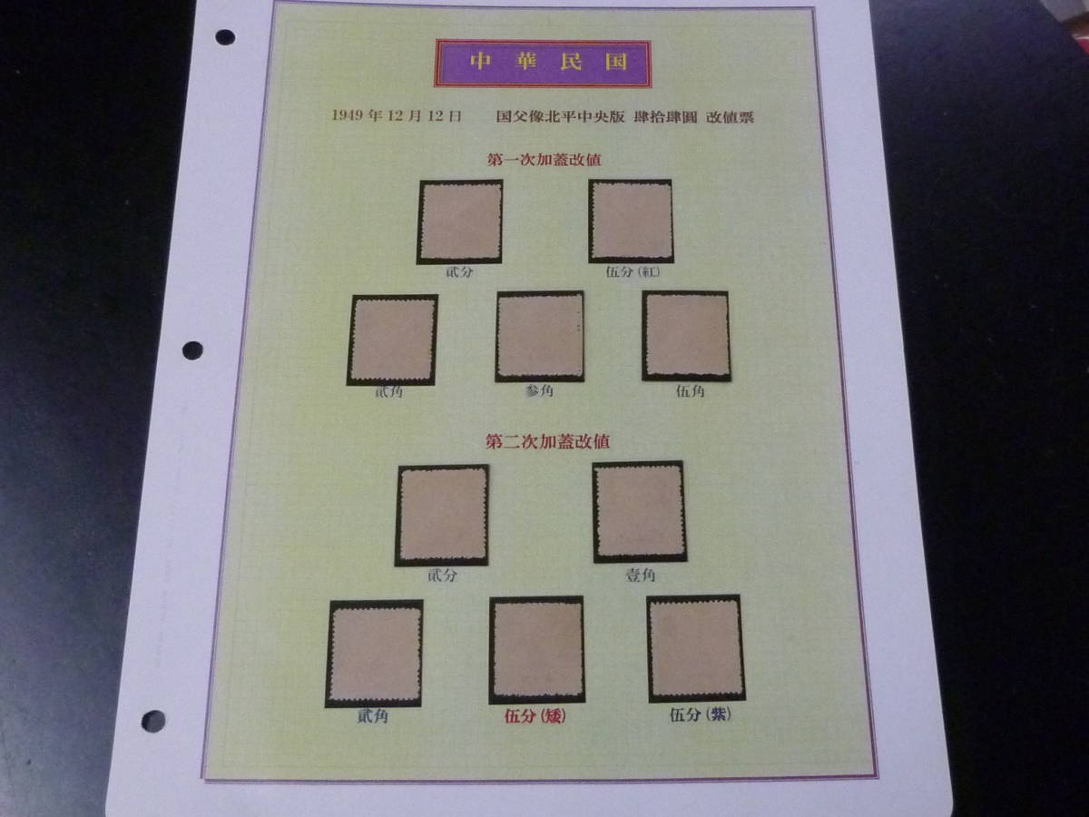 22 M 旧中国切手 №20 台湾省 1949年 国父像北平中央版 計10種完 未使用