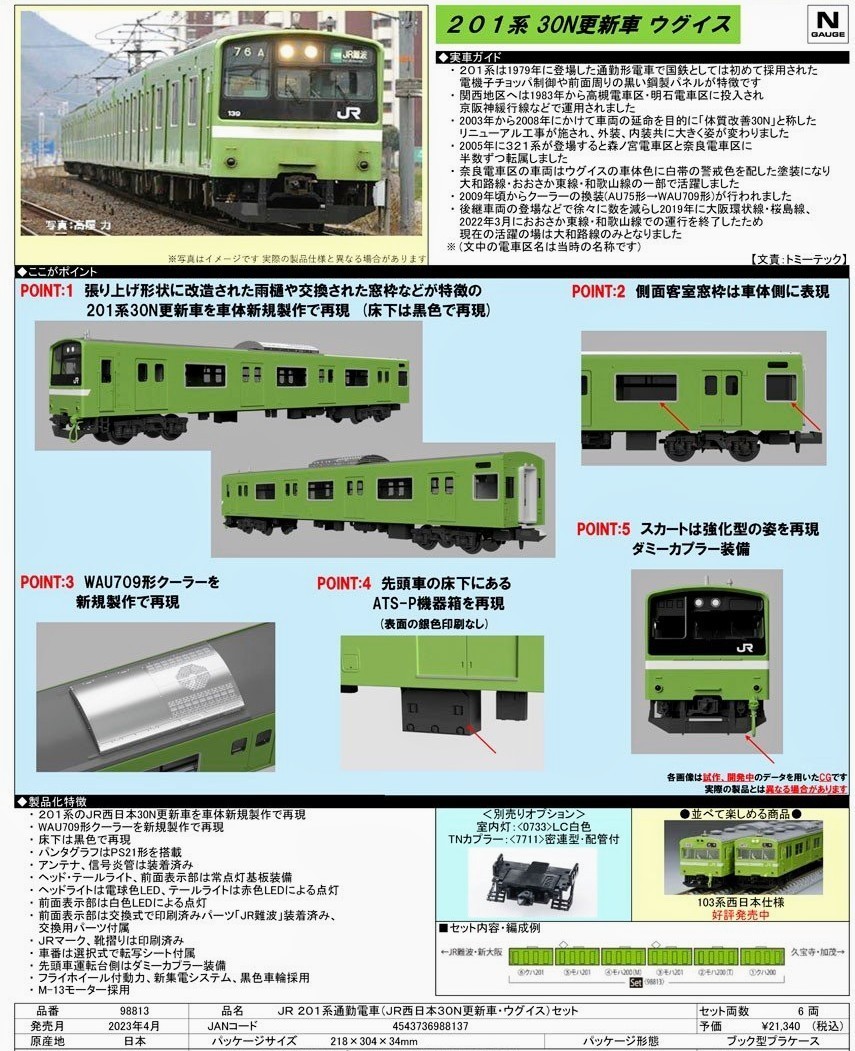 完全に新品・未開封・未走行商品TOMIX 型番98813 JR西日本 201系(JR