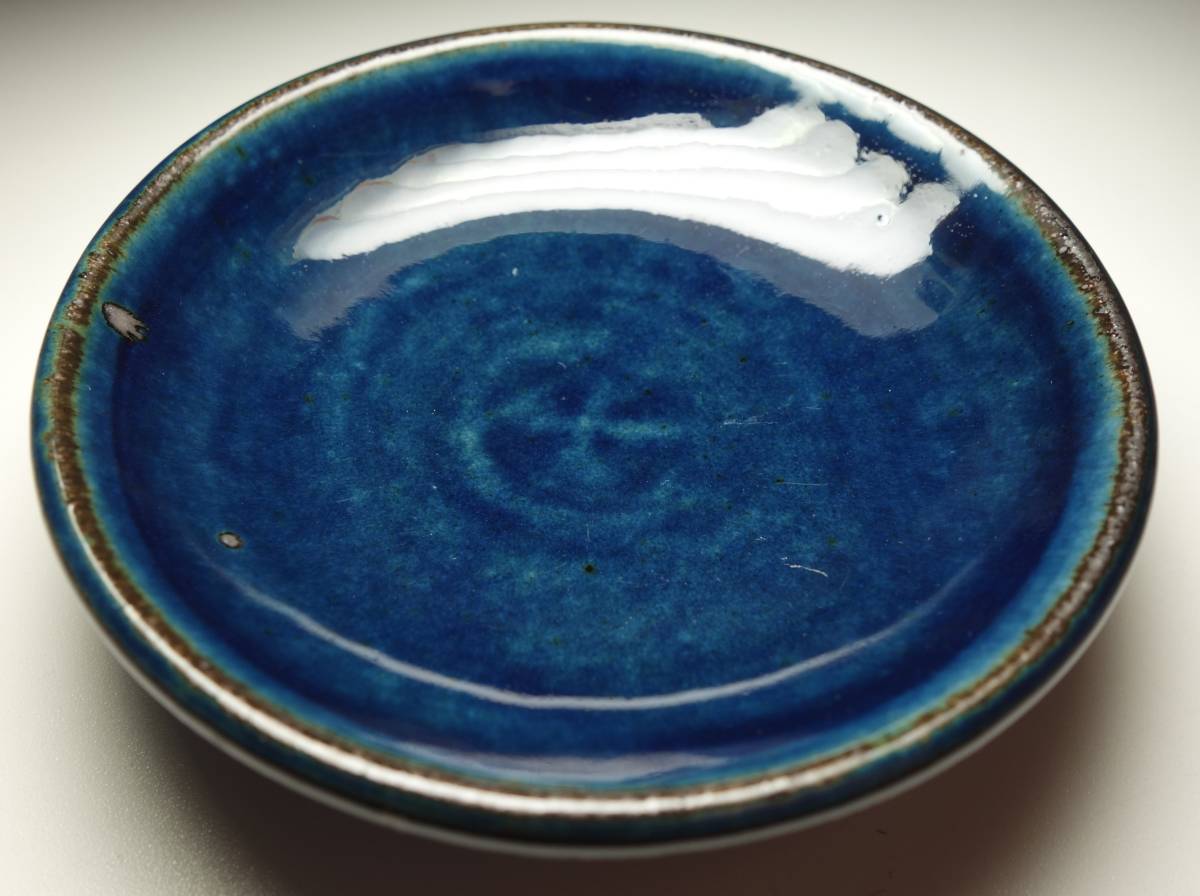 倣ペルシャ藍釉　コバルト　最高級茶豆皿　海のシルクロード_画像2