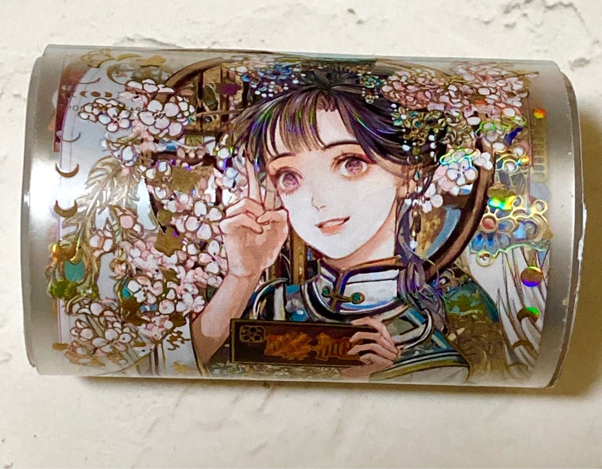 海外マステ 女の子 中華 人物マステ ホログラム マスキングテープ 巻き売り PET素材 剥離紙つき コラージュ素材に★