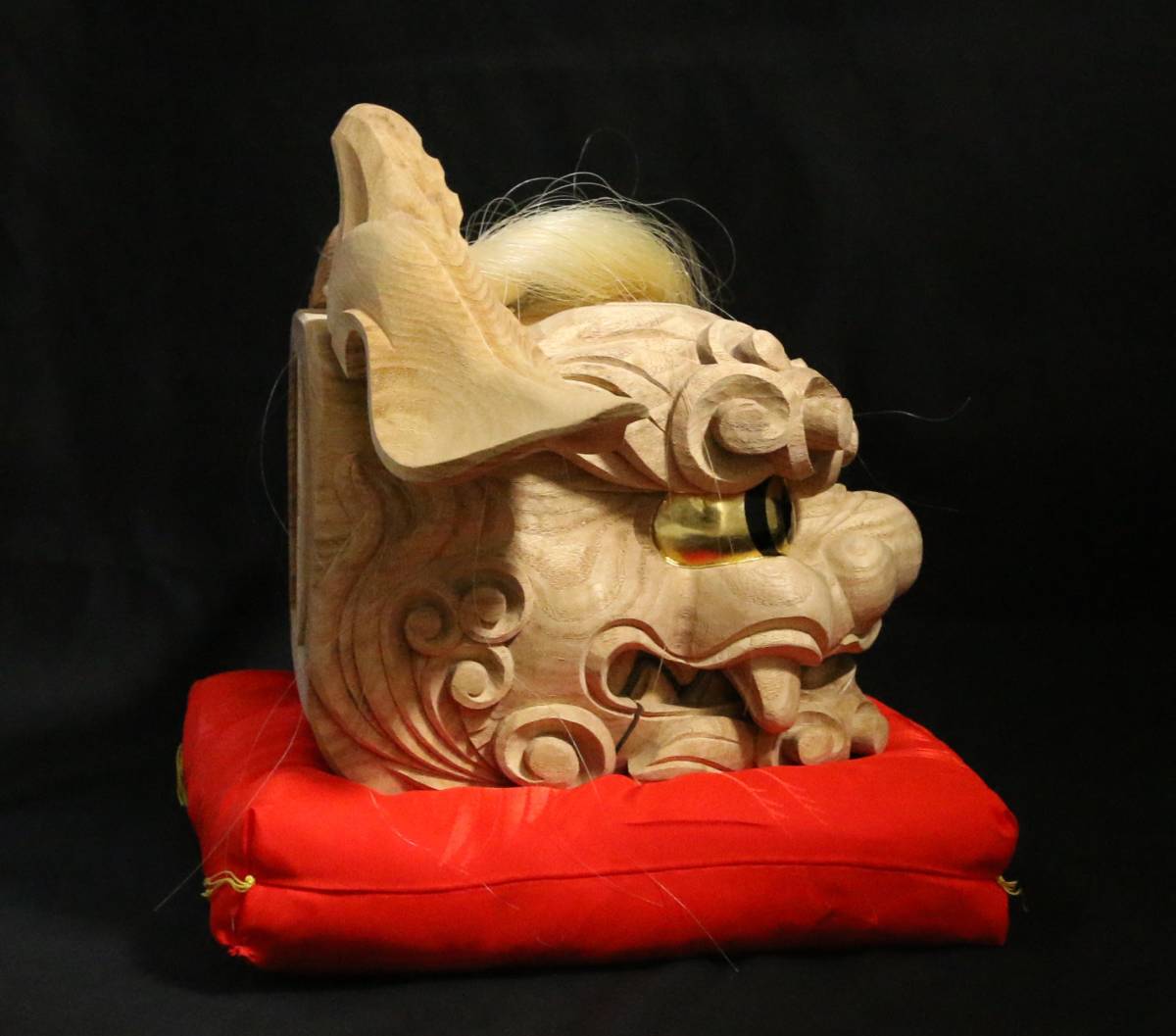 AZ-900 井波彫刻 斉藤清龍 作 木彫 獅子頭 共箱 座布団 美品 AZ-900 井波彫刻 斉藤清龍 作 木彫 獅子頭 共箱 座布団 美品