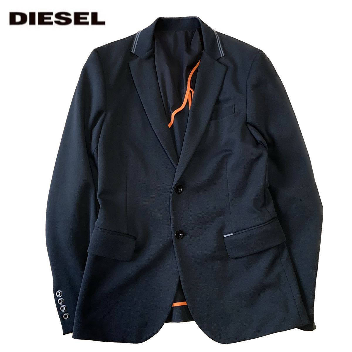 全国宅配無料 DIESEL/鹿の子生地 2ボタン テーラードジャケット/黒/44