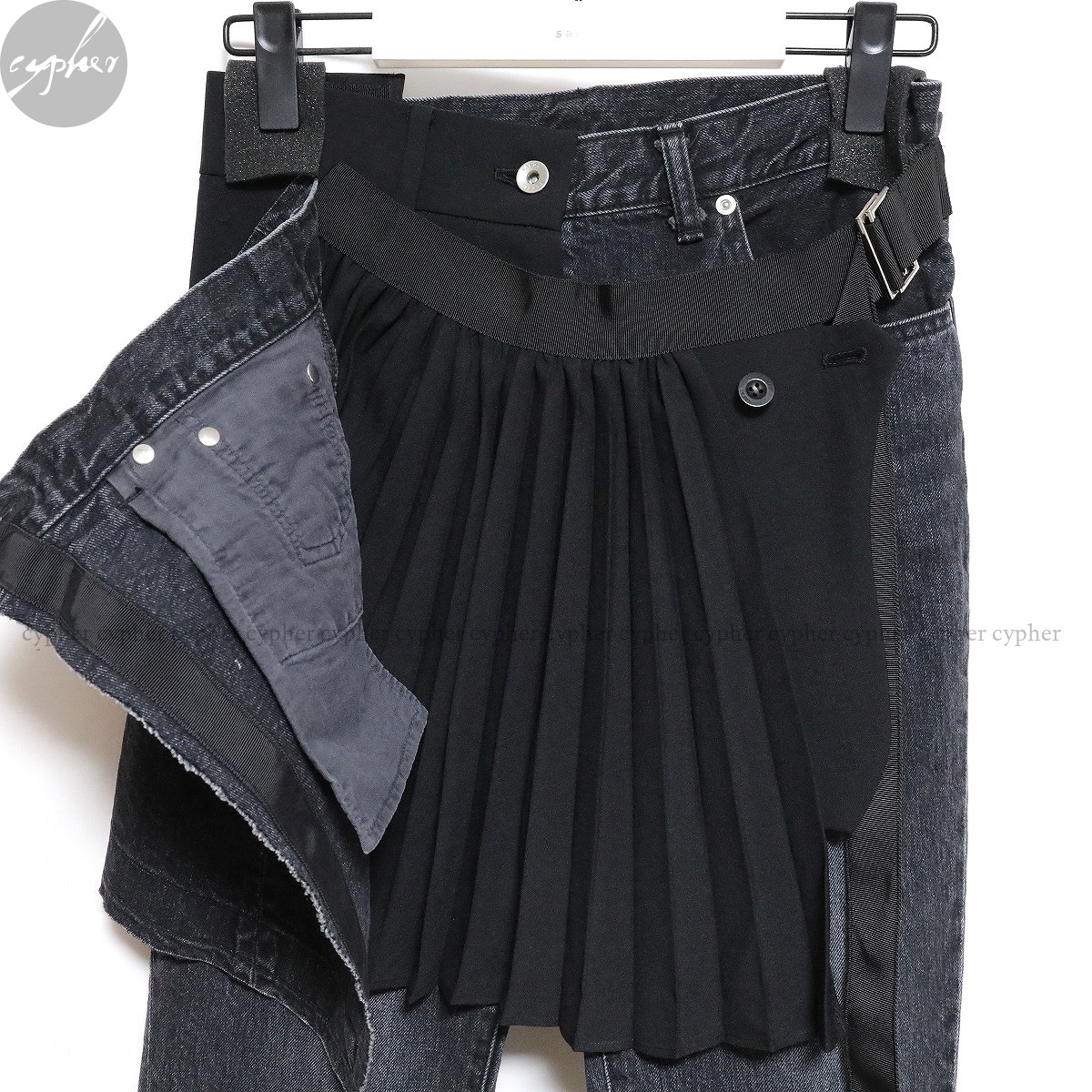 2 新品 21AW sacai ハイブリッド ラップ プリーツ スカート 付き