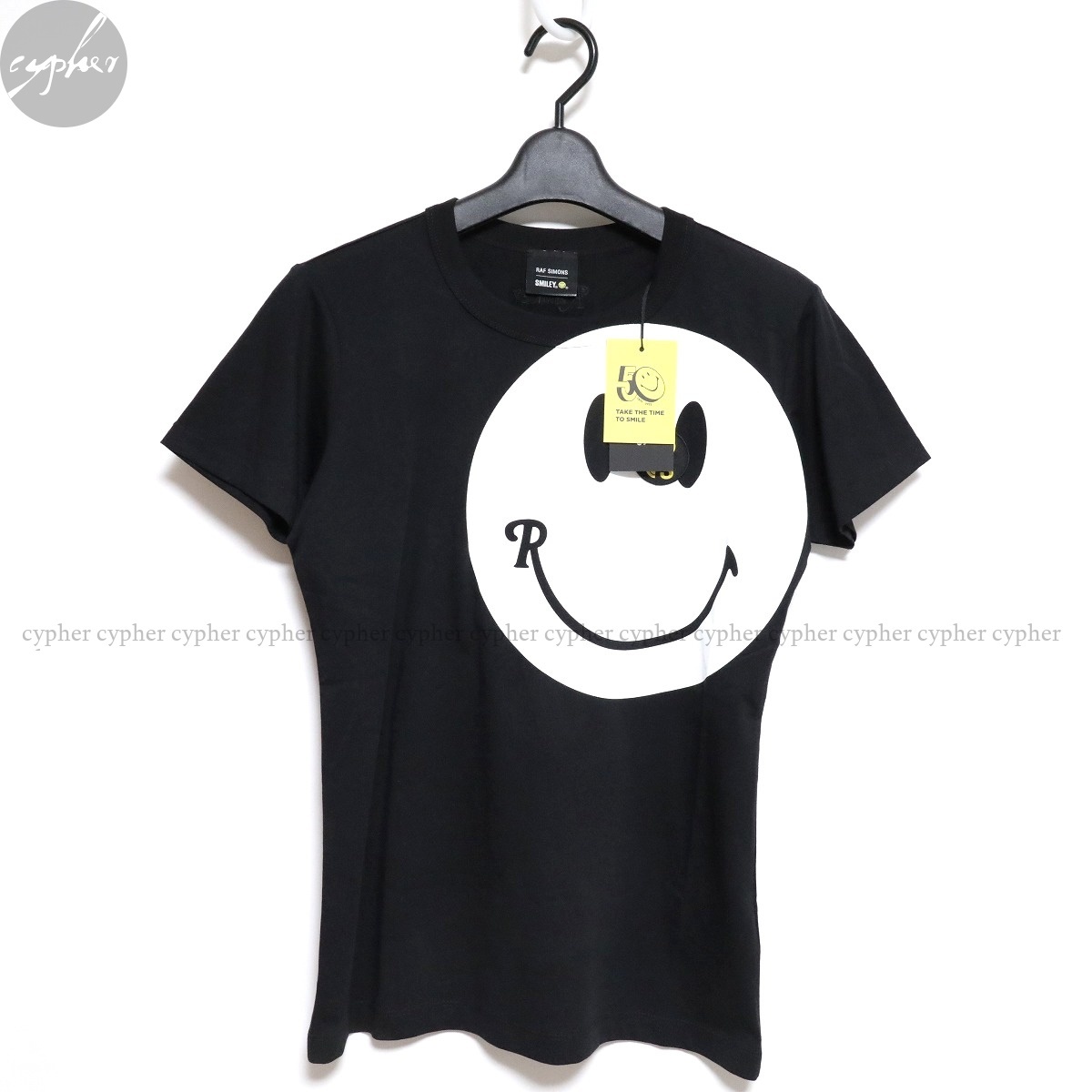 XL Новый 22AW RAF SIMONS SMILEY Футболка с принтом улыбки Черный Raf Simons Smiley Patch Женский черный