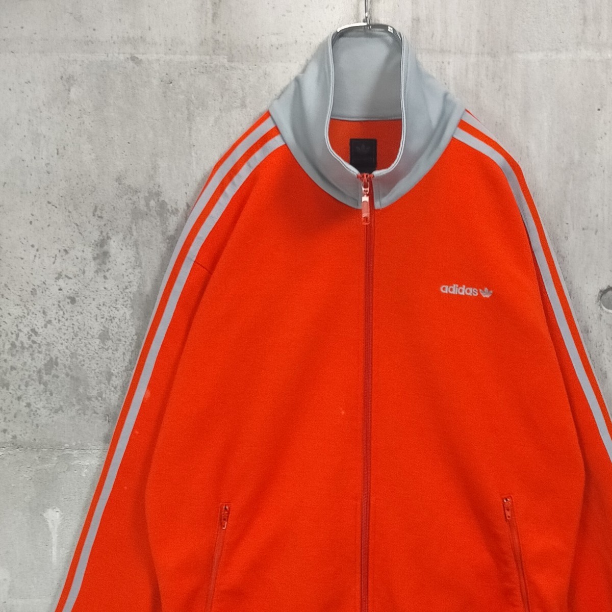 ゆったり 3XL adidas アディダス トラックジャケット オレンジ グレー-