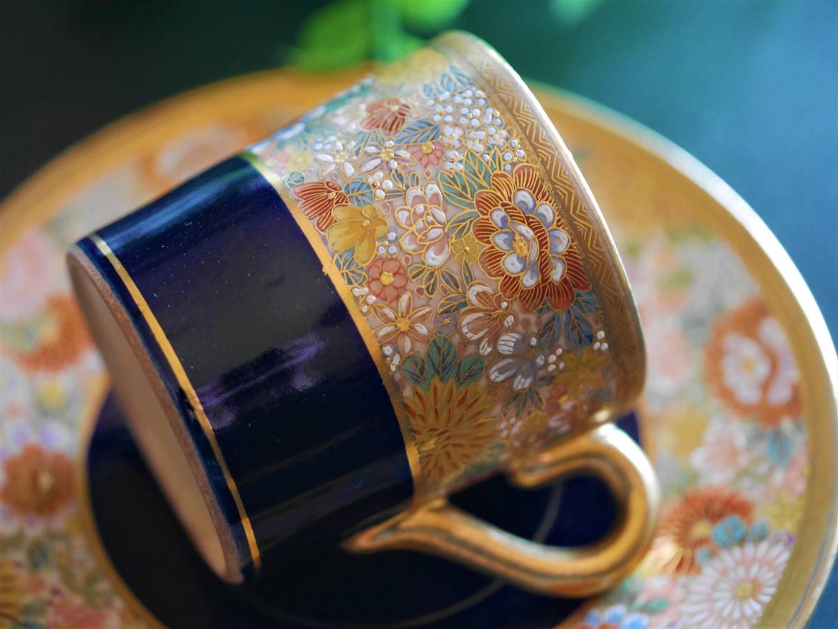 明治期 里帰り 輸出陶磁器 横浜薩摩 横浜焼 デミタスカップ&ソーサー