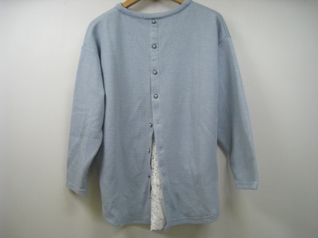 axes femme axes femme knitted sweater race pearl button light blue blue size F