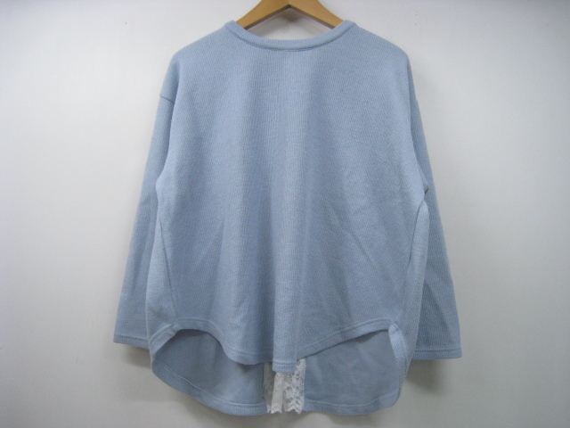 axes femme axes femme knitted sweater race pearl button light blue blue size F