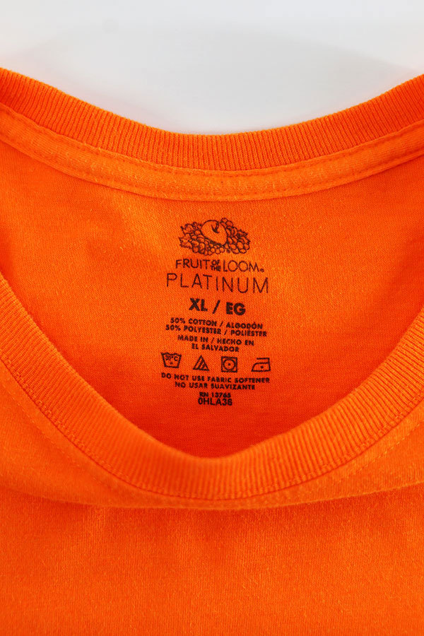 Used 00s FRUIT OF THE LOOM Blaze Orange Solid T-Shirt Size XL 古着_画像5
