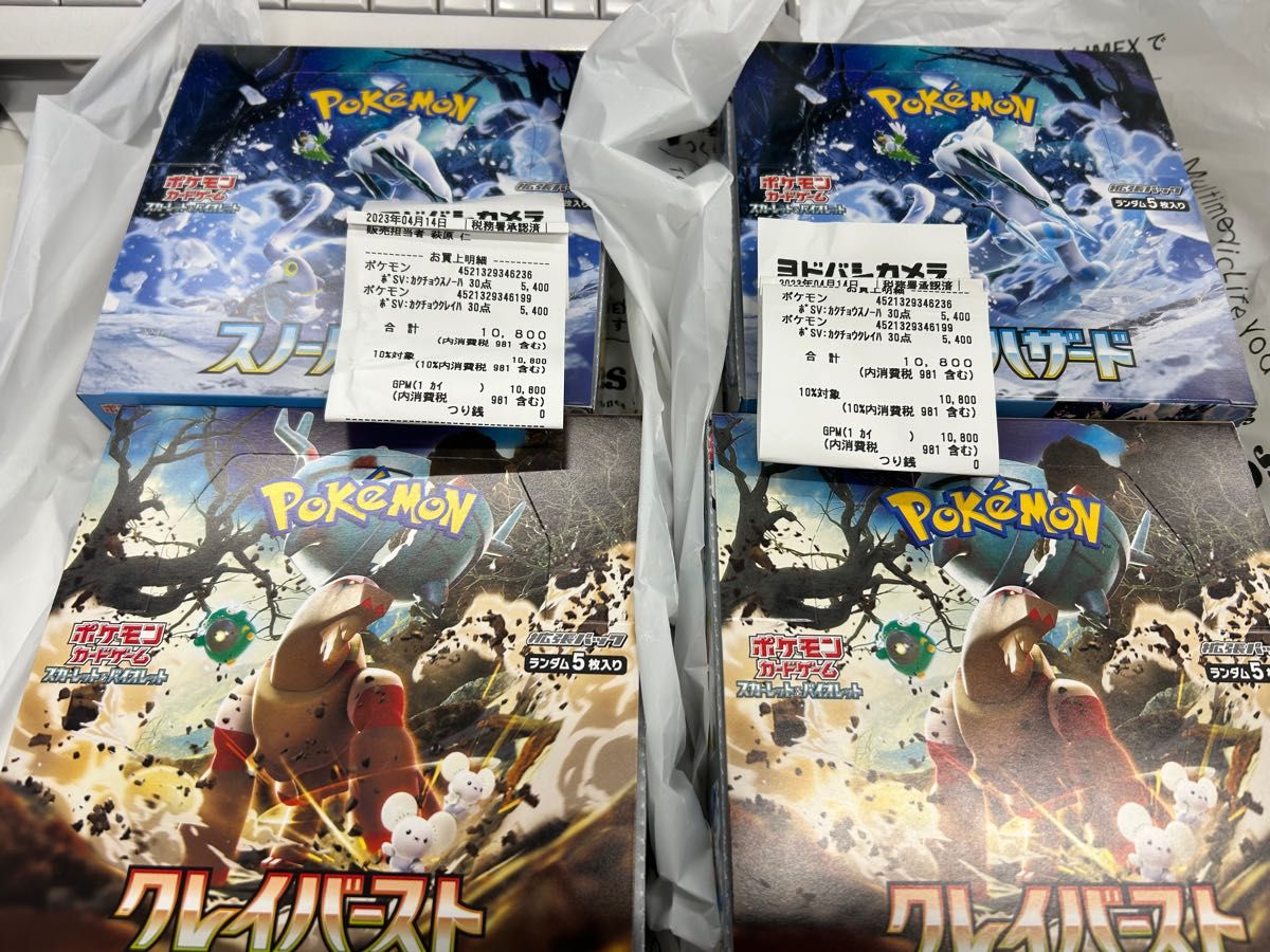 新品 ポケモンカードゲーム スノーハザード2BOX＋クレイバースト2BOX