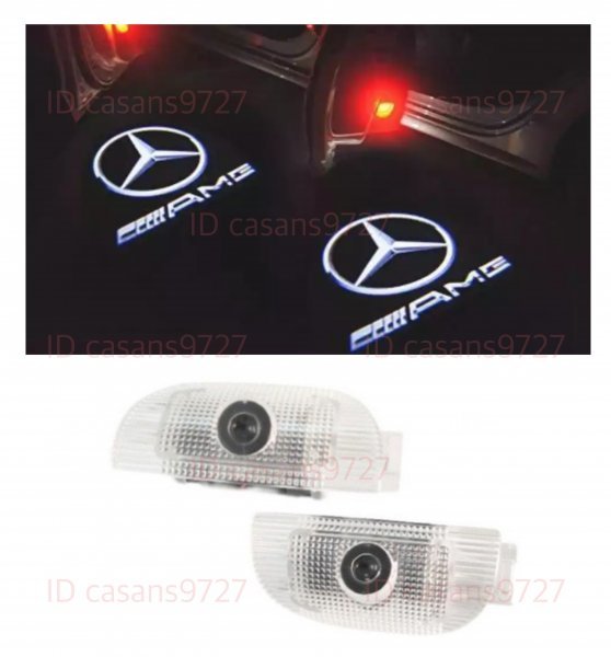 即納 Mercedes Benz AMG ロゴ カーテシランプ LED 純正交換 W220 R230 S/SL クラス プロジェクタードア ライト メルセデス ベンツ マーク_画像1