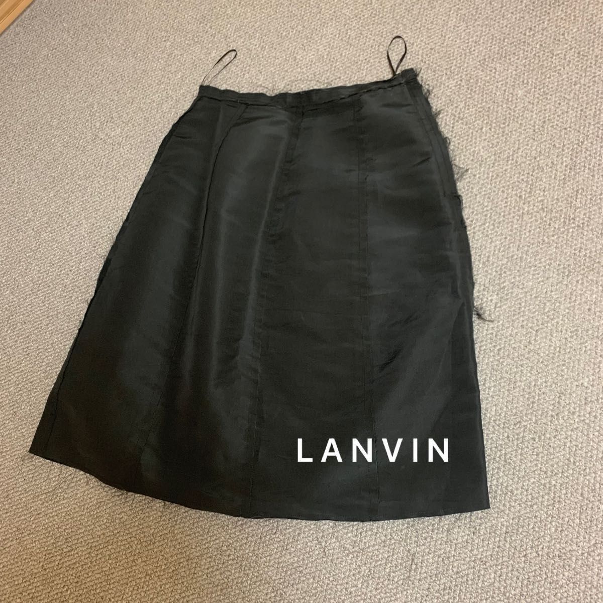 ランバン LANVIN 膝丈スカート 春夏 シルク レディース36 Made in France