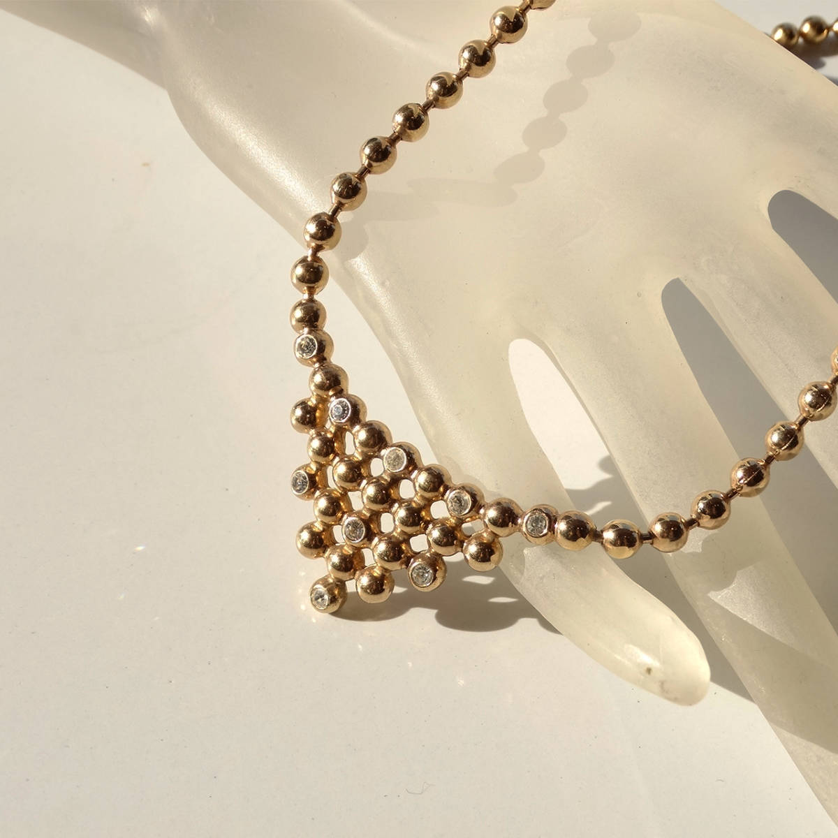 ★「Christian Dior」gold tone ball chain vintage necklace_画像1
