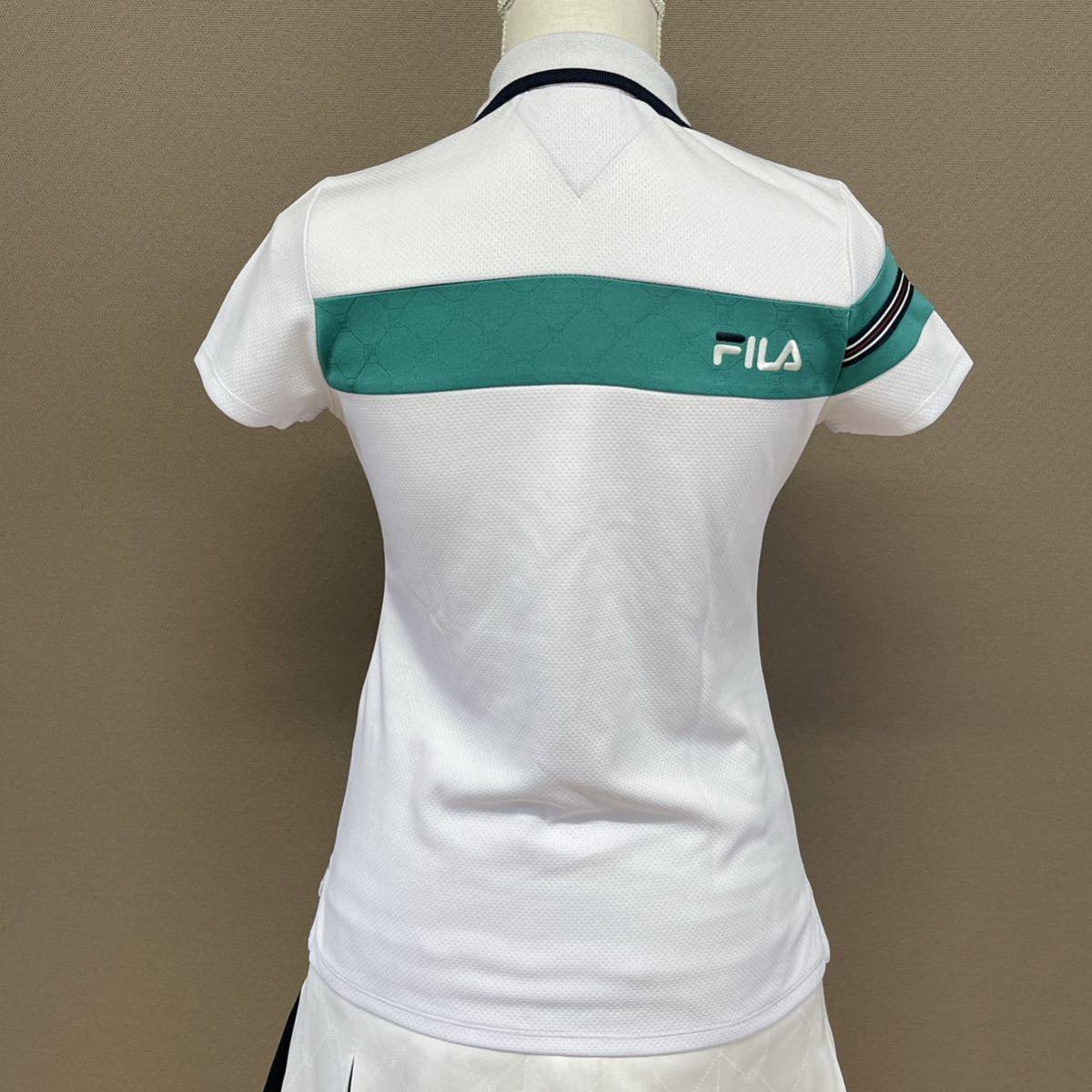 美品 FILA GOLF フィラゴルフ レディース ゴルフウェア 半袖 ポロシャツ Mサイズ 白 ホワイト kkk_画像5