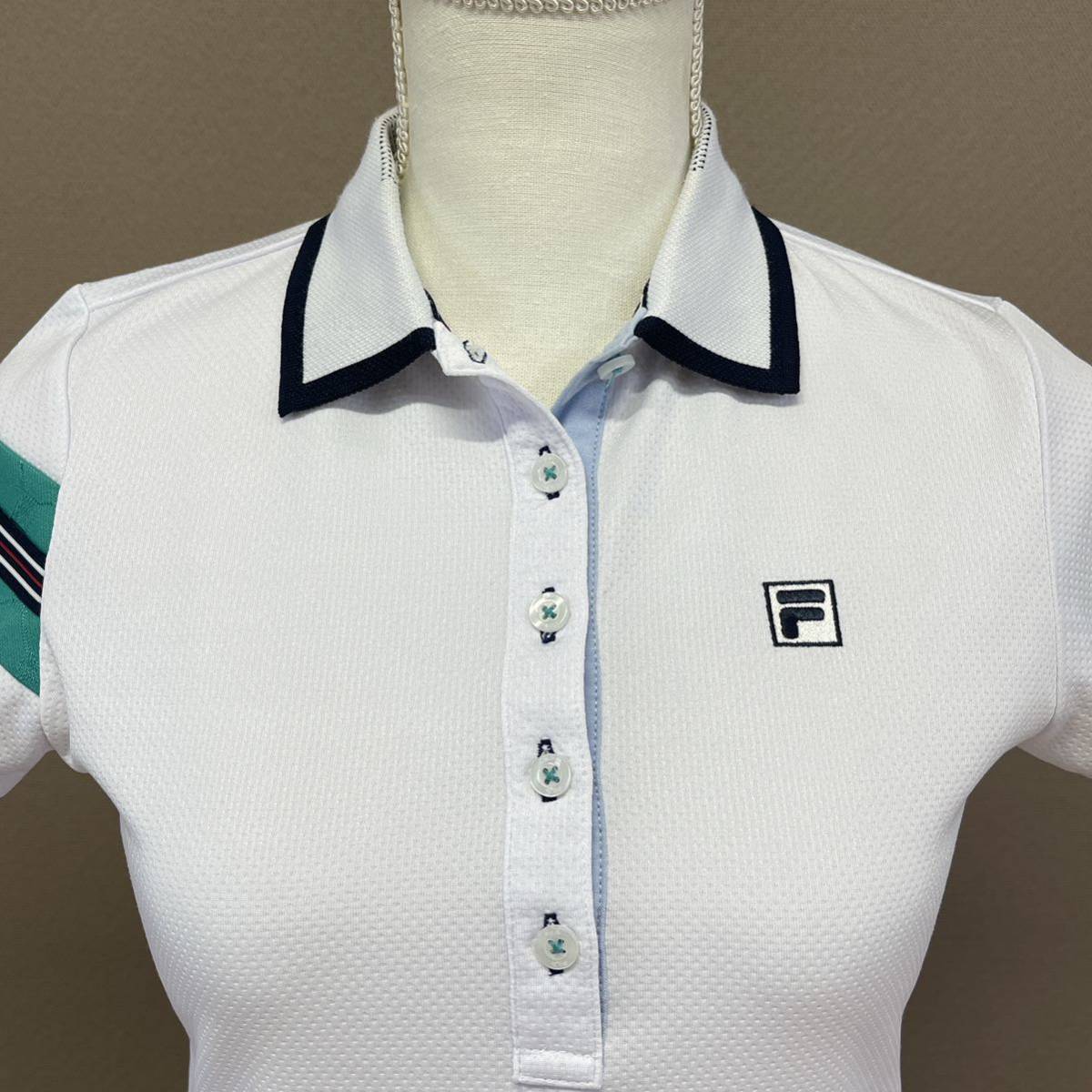 美品 FILA GOLF フィラゴルフ レディース ゴルフウェア 半袖 ポロシャツ Mサイズ 白 ホワイト kkk_画像6