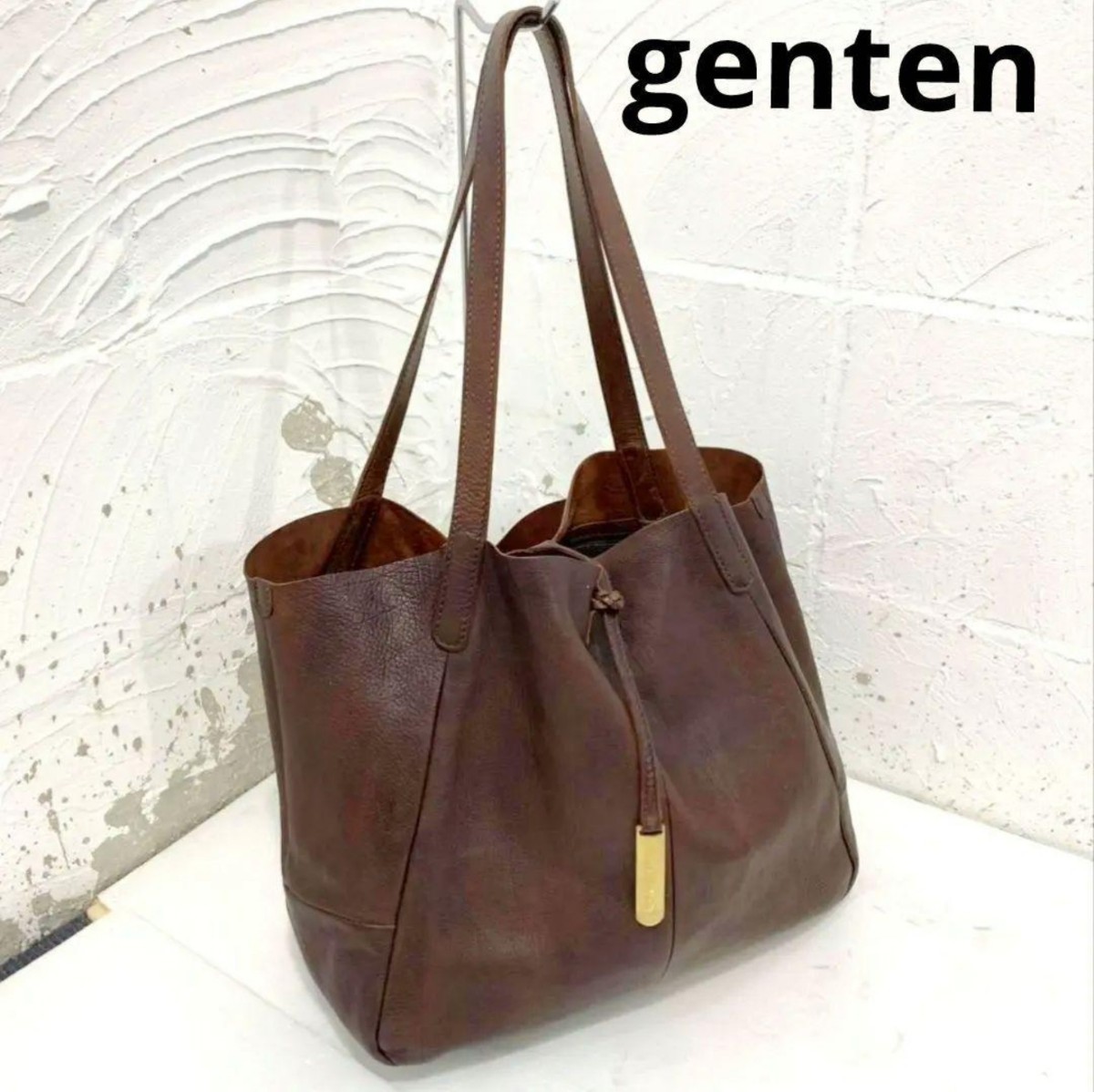 genten ゲンテン トートバッグ ダークブラウン 肩掛け可能 A4収納可