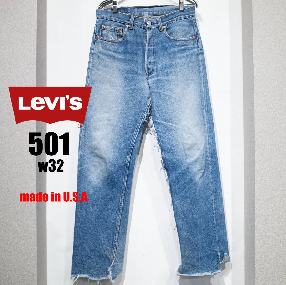 【USA製】W32インチ / Levi’s 501XX リーバース ボタン裏511 再構築 解体 カットオフ ダメージ デニム ジーンズ アメリカ製 フリンジ 加工