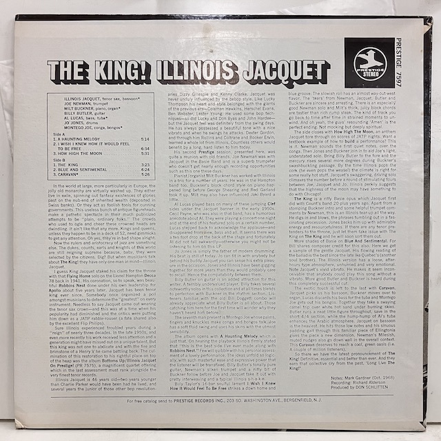 ●即決LP Illinois Jacquet / the King prst7597 j36453 米オリジナル、紺中央Trident Stereo イリノイ・ジャケー _画像4
