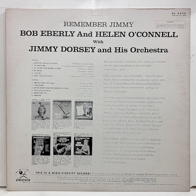 ●即決VOCAL LP Helen O'connell / Remember Dl4248 jv4279 米盤、黒虹ミゾナシMono ヘレン・オコンネル_画像4