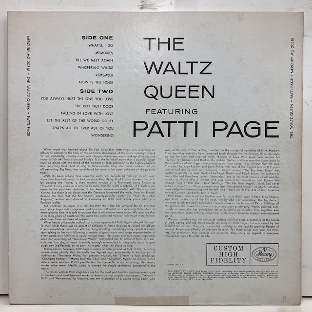 ●即決VOCAL LP Patti Page / the Waltz Queen Mg-20318 jv4374 米オリジナル、黒銀Dg Mono パティ・ペイジ_画像4